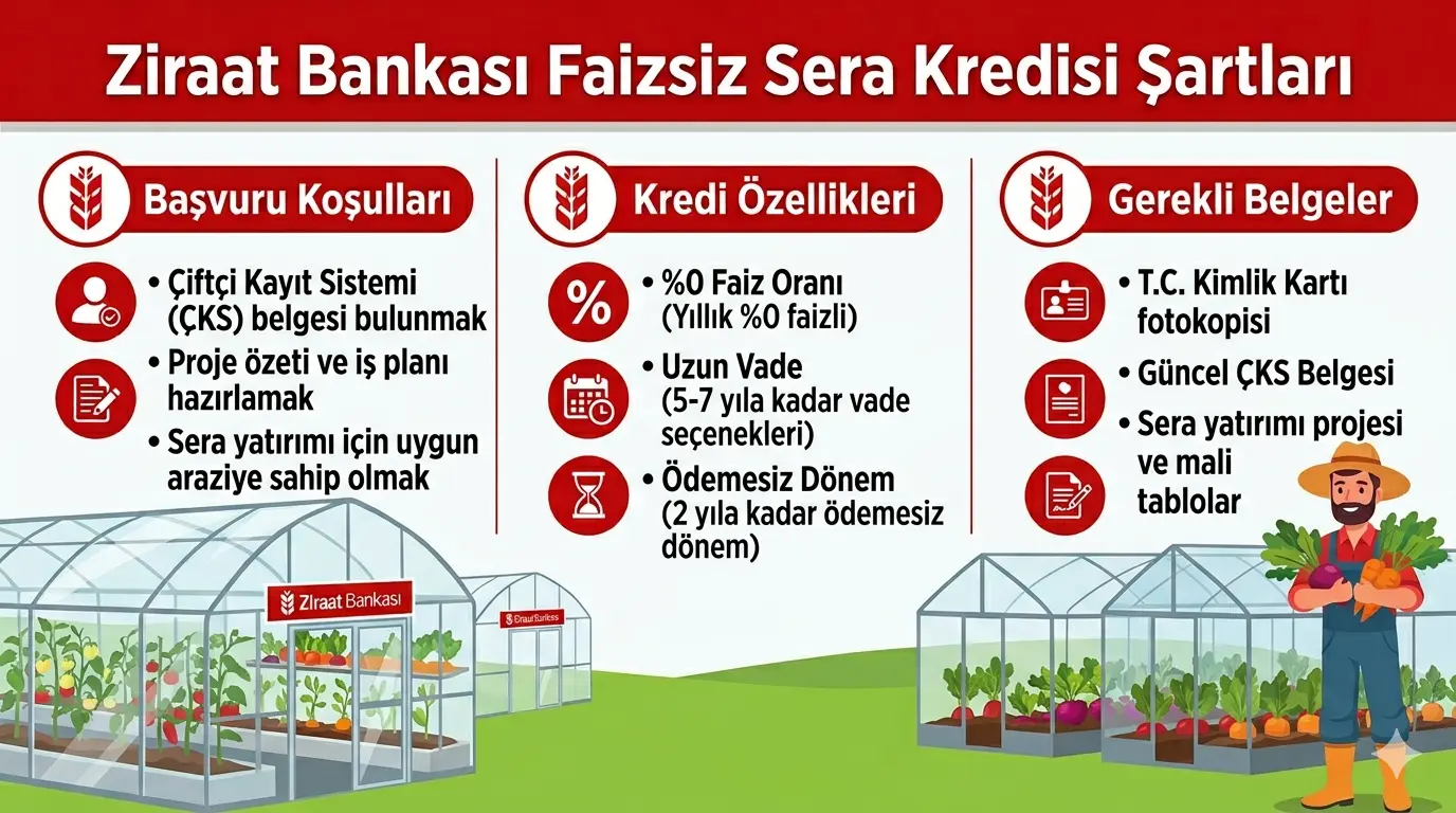 Ziraat Bankası Faizsiz Sera Kredisi Şartları  